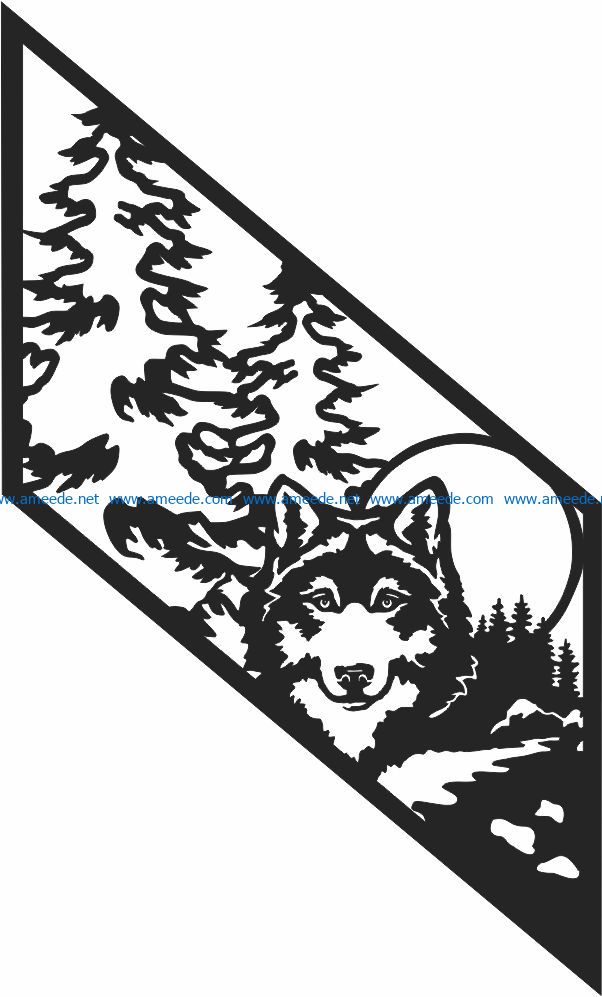 Railing wolf in the full moon file cdr and dxf free vector download for Laser cut CNC