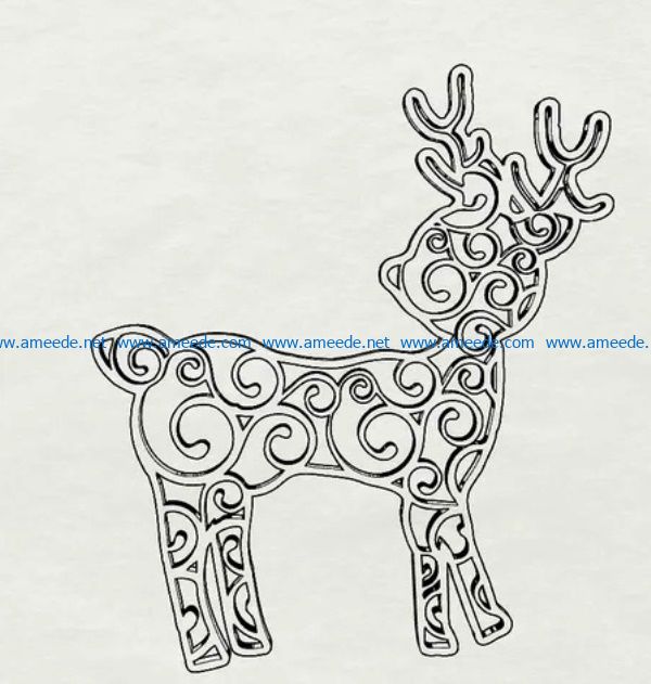 Reindeer Swirl file cdr and dxf free vector download for Laser cut