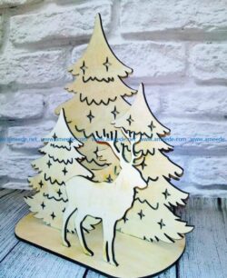 Reindeer and christmas tree file cdr and dxf free vector download for Laser cut