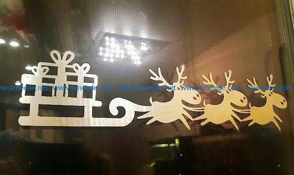 Reindeer and sleigh file cdr and dxf free vector download for Laser cut