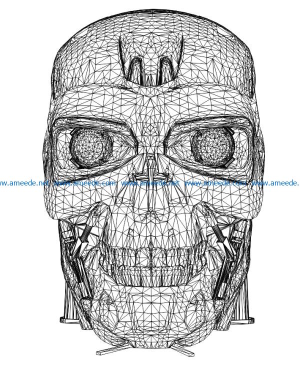 Robot head T-800 file cdr and dxf free vector download for laser engraving machines