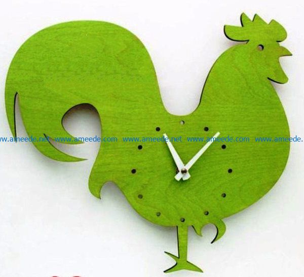 Rooster clock file cdr and dxf free vector download for Laser cut