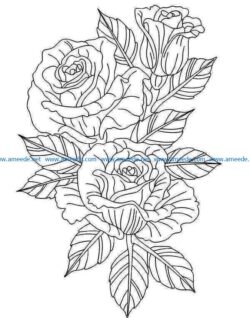 Beautiful rose branches file cdr and dxf free vector download for print or laser engraving machines