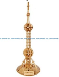 Shanghai Oriental Pearl  file cdr and dxf free vector download for Laser cut