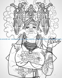 Smoking girl file cdr and dxf free vector download for print or laser engraving machines