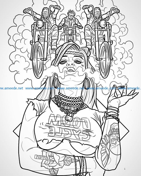 Smoking girl file cdr and dxf free vector download for print or laser engraving machines