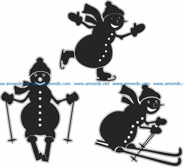 Snowman file cdr and dxf free vector download for Laser cut Plasma