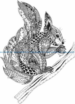Squirrel on wooden stick file cdr and dxf free vector download for print or laser engraving machines