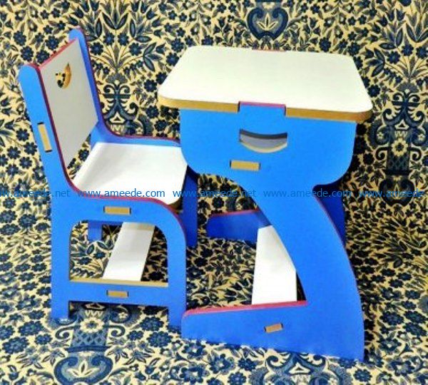 Student desk and chair set file cdr and dxf free vector download for Laser cut CNC