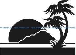 Sunset at sea file cdr and dxf free vector download for Laser cut Plasma