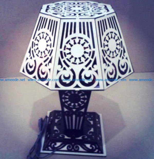 Table lamp with lampshade file cdr and dxf free vector download for Laser cut