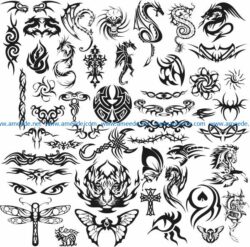 Tattoo template file cdr and dxf free vector download for print or laser engraving machines