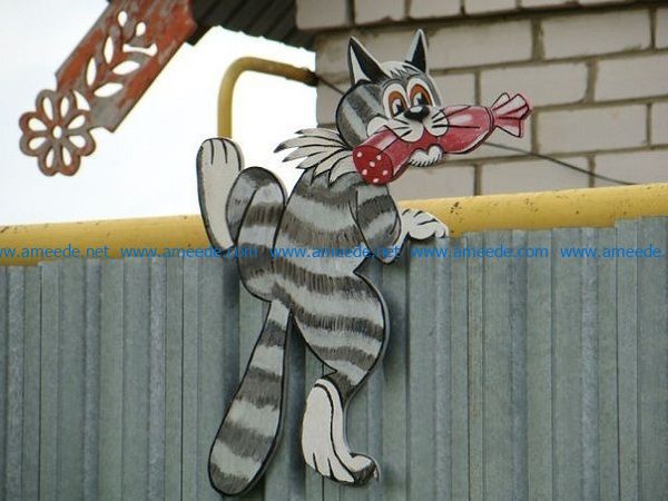 The cat climbs the wall file cdr and dxf free vector download for Laser cut