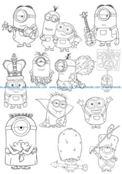 The expressive minnions  file cdr and dxf free vector download for print or laser engraving machines
