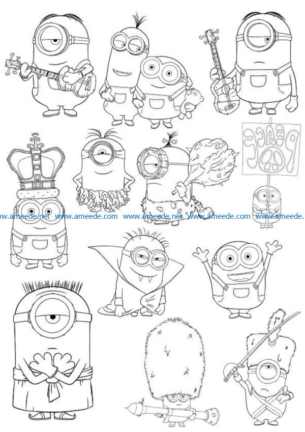 The expressive minnions file cdr and dxf free vector download for print or laser engraving machines