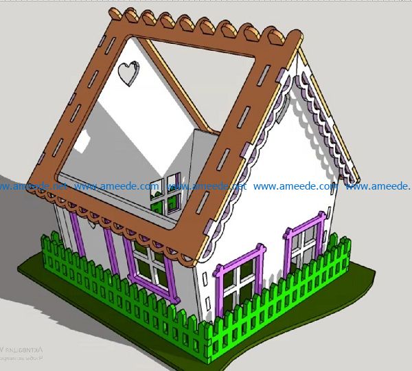 The house has a glass roof file cdr and dxf free vector download for Laser cut