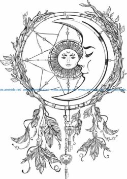 The moon embraces the sun file cdr and dxf free vector download for print or laser engraving machines