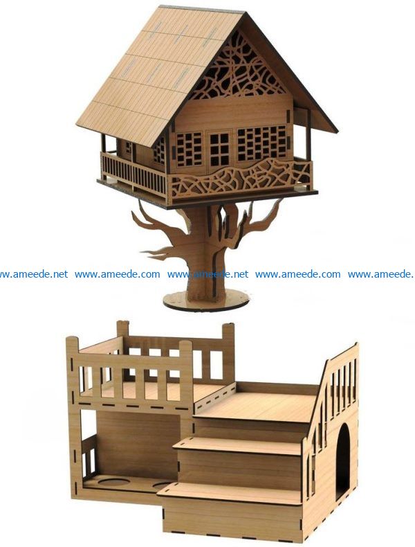 Tree House file cdr and dxf free vector download for Laser cut