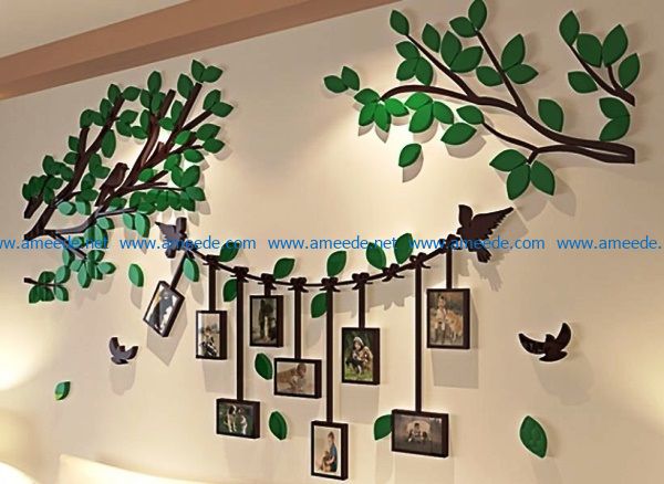 Tree photo frame with bird file cdr and dxf free vector download for Laser cut