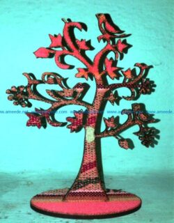 Tree with bird file cdr and dxf free vector download for Laser cut