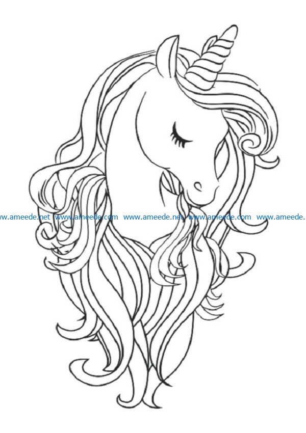 Unicorn file cdr and dxf free vector download for print or laser engraving machines