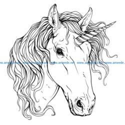 Unicorn file cdr and dxf free vector download for print or laser engraving machines