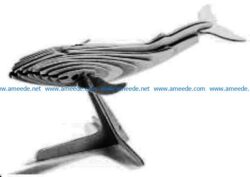 Wooden Whale file cdr and dxf free vector download for Laser cut