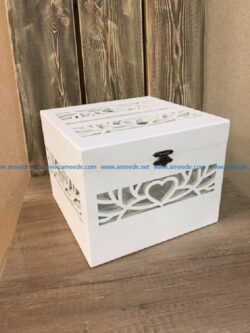 Wooden box with heart engraving file cdr and dxf free vector download for Laser cut