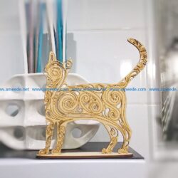 Wooden cat file cdr and dxf free vector download for print or laser engraving machines