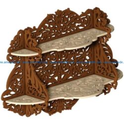 Wooden wall shelves two floors file cdr and dxf free vector download for Laser cut CNC