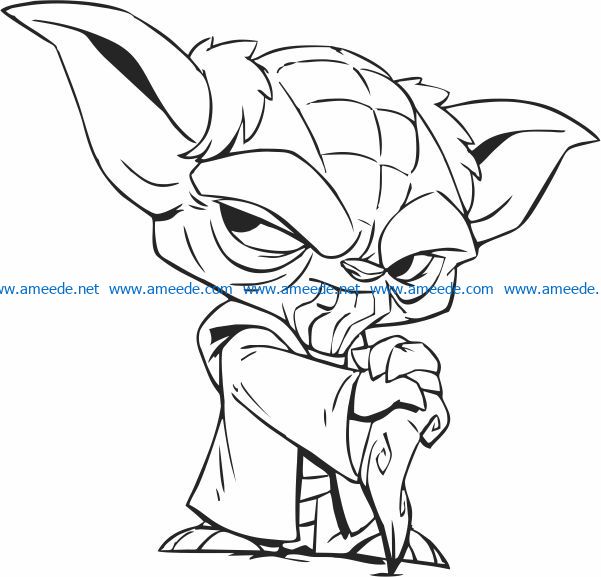 Yoda file cdr and dxf free vector download for print or laser engraving machines