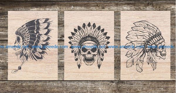 aboriginal skull file cdr and dxf free vector download for Laser cut