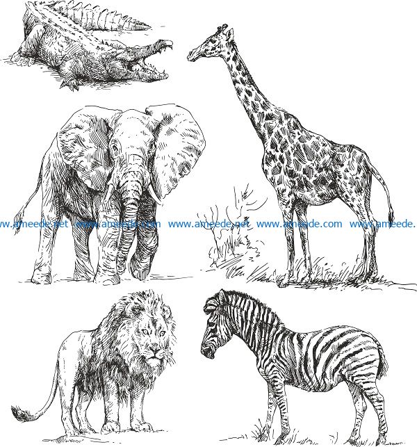 africa animals set file cdr and dxf free vector download for print or laser engraving machines