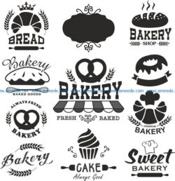 bakery vector set file cdr and dxf free vector download for print or laser engraving machines