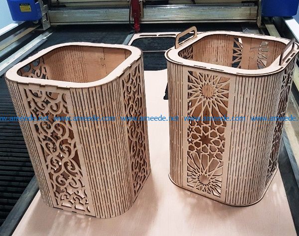 basket with arabic pattern file cdr and dxf free vector download for Laser cut