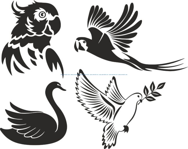 birds stencils file cdr and dxf free vector download for print or laser engraving machines