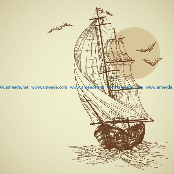 boat and sea file cdr and dxf free vector download for print or laser engraving machines