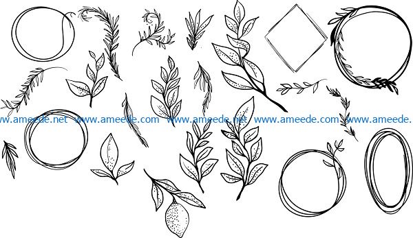 branch vector set file cdr and dxf free vector download for print or laser engraving machines