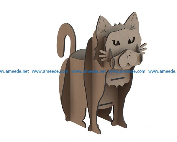cat with wooden puzzle pieces file cdr and dxf free vector download for Laser cut