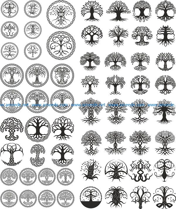 celtic trees pack file cdr and dxf free vector download for print or laser engraving machines