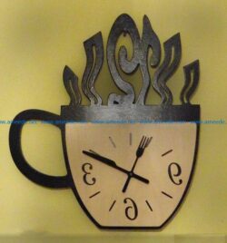 clock coffee cup file cdr and dxf free vector download for Laser cut