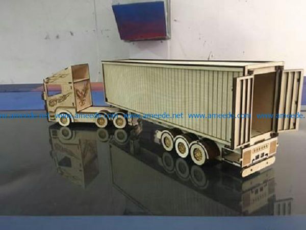 container truck file cdr and dxf free vector download for Laser cut