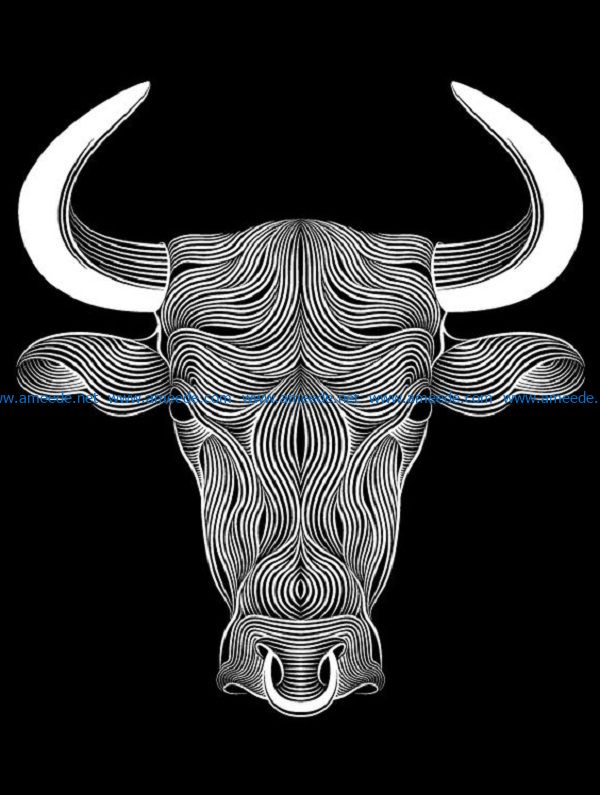 cow head file cdr and dxf free vector download for print or laser engraving machines