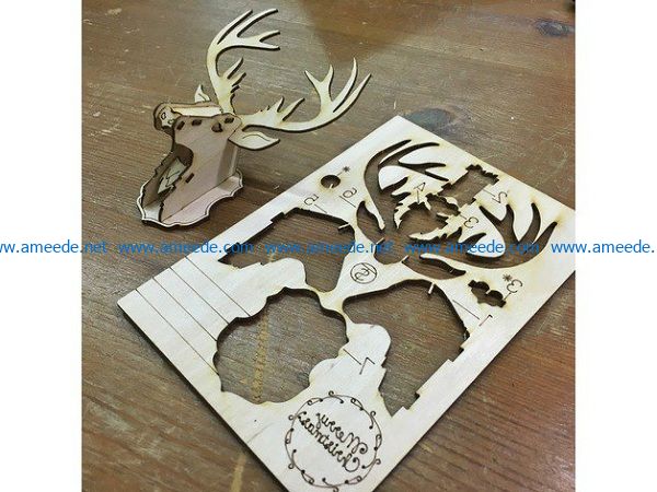 deer head file cdr and dxf free vector download for Laser cut