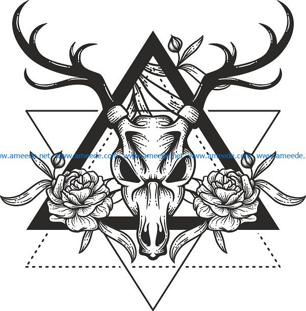 deer print hipster file cdr and dxf free vector download for print or laser engraving machines