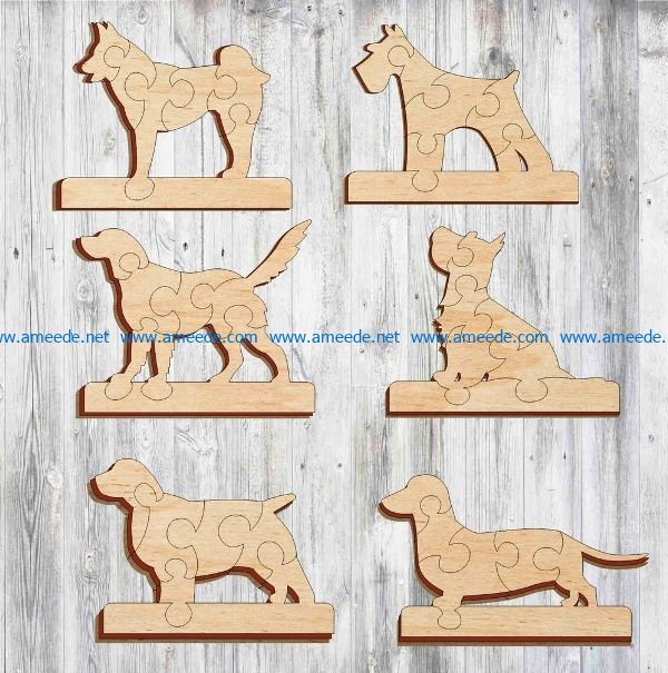 doggie puzzle file cdr and dxf free vector download for Laser cut