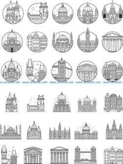 europe city outlined file cdr and dxf free vector download for print or laser engraving machines