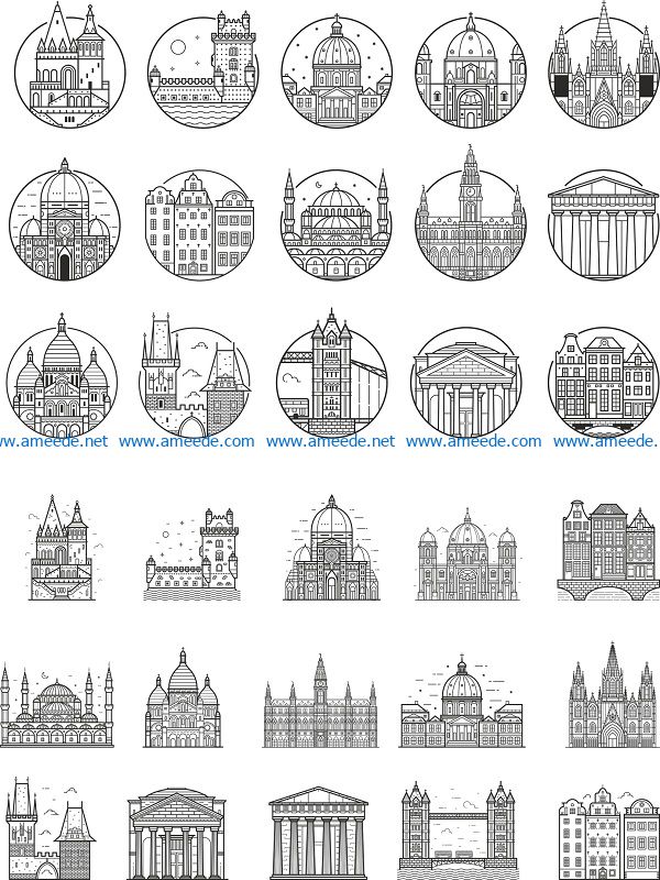 europe city outlined file cdr and dxf free vector download for print or laser engraving machines