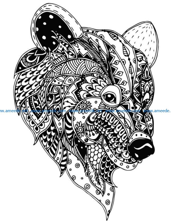 floral bear file cdr and dxf free vector download for print or laser engraving machines