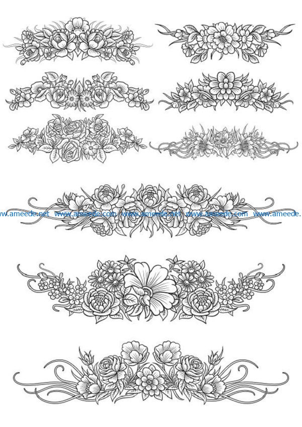 flowers decor set file cdr and dxf free vector download for print or laser engraving machines
